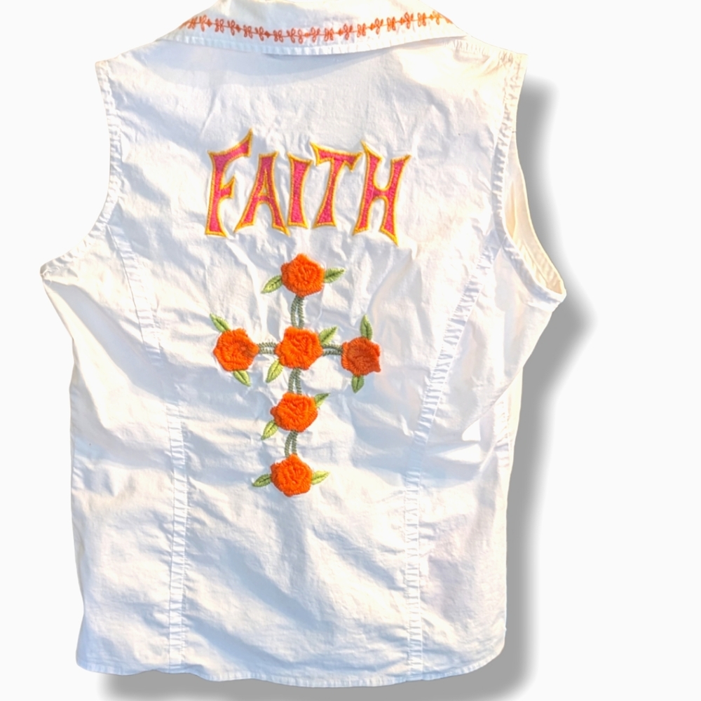 Faith, Love, embroidered tank top/vest size medium